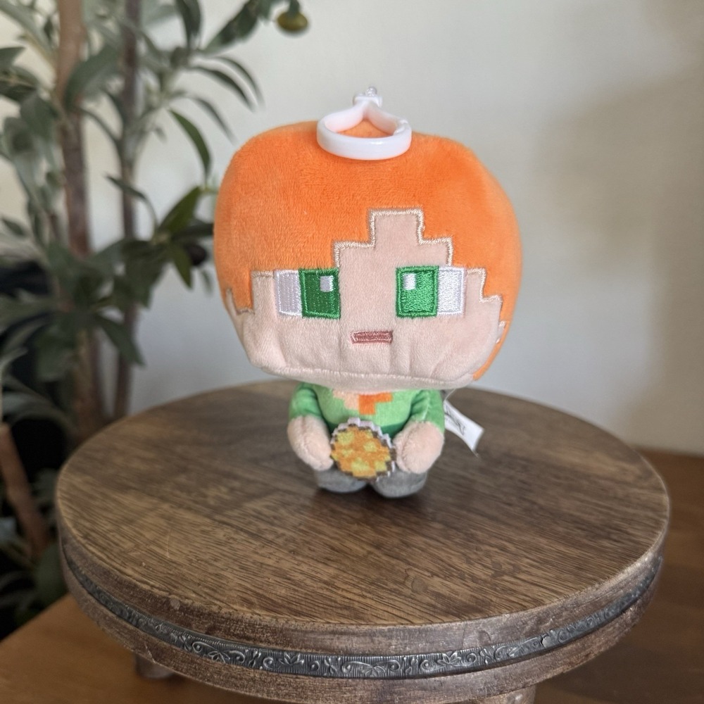 Minecraft Monogram Alex Plush Clip Keychain Doll Toy Orange Hair Mojang Ruz 4.5"
